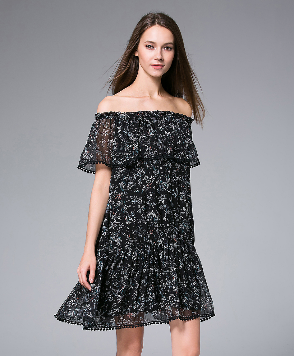 Dress - Off-the-shoulder Silk Chiffon Dress